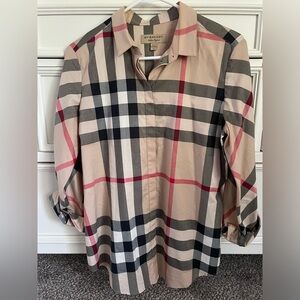 Burberry Plaid Long-Sleeved Shirt Khaki Wmns
